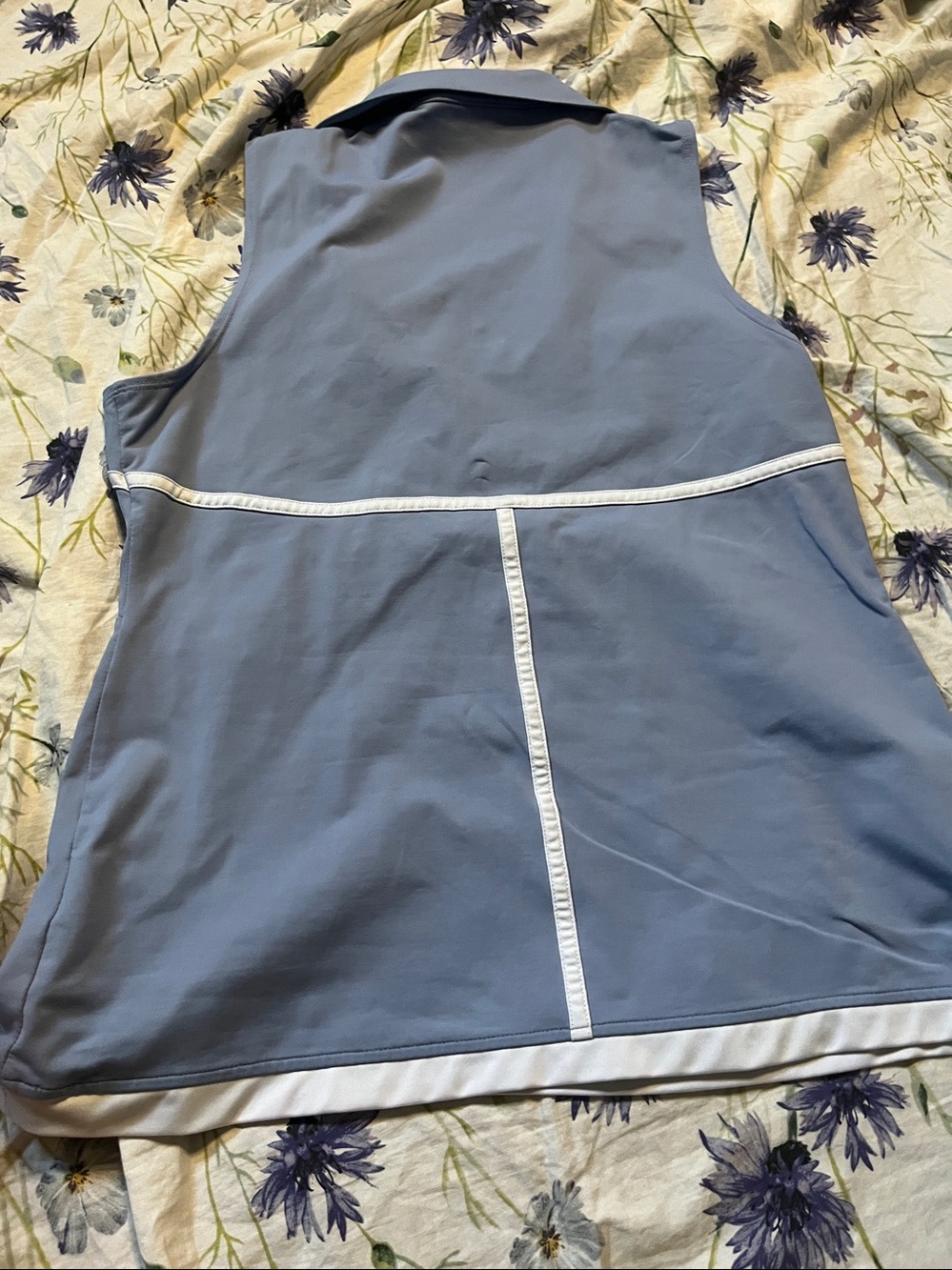 Y2K Catwalk Polo Zip Tank | Tennis Core White Piping Sporty | Size L - Picture 9 of 9